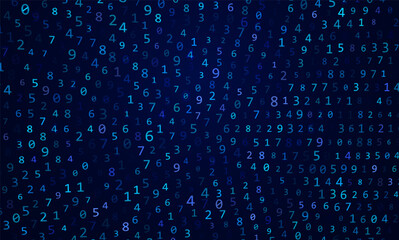 Aufkleber - Blue Mathematical Digits Symbols Pattern. Math Design Elements Background. Medical Tech Background. Abstract Digital Circles of Numbers. Vector Illustration.