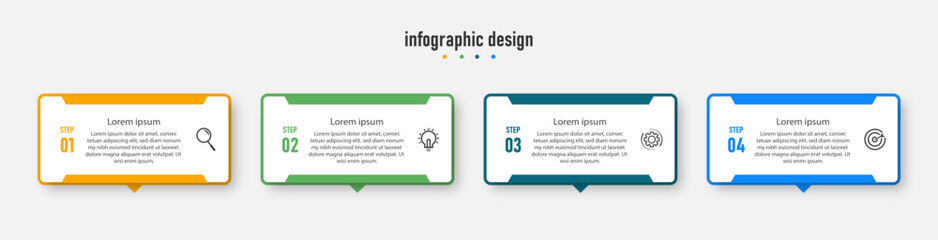 Design infographics template. timeline with 4 steps, options. can be used for workflow diagram, info chart, web design. vector illustration.