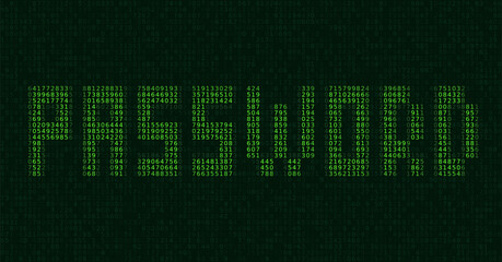 Leinwandbilder - ASCII Art PASSWORD Word Made from Random Letters and Numbers. Dark Binary Code. Concept of Password Protected Digital Data. Hacker Attack Database Leak Information. Cyber Security Vector.