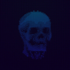 Fototapete - Skull Old School Terminal ASCII Art. Danger Piracy Sign of Text Characters and Numbers. Hacking, Ddos Attack, Spam, Computer Virus Trojan Concept. Malware Ransomware Deadly Code Vector Illustration.