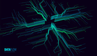 Fototapete - Abstract CPU Computer Microchip Technology Circuit Board Background. Digital Data Transfer through Tech Lines. Motherboard Digital GPU Chip Blue Banner. Cyber Vector Illustration.