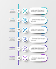 Wall Mural - business vector infographic design template with icons and 6 options or steps. can be used for proce