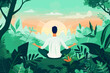 Mindfulness and meditation in nature, promoting mental health and well-being, stress relief concept
