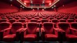 Empty cinema auditorium with red seats and spotlights. Cinema concept