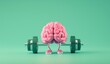 Empowering the mind: creative conceptual illustration of lifting weights with the brain symbolizing mental strength and intellectual growth