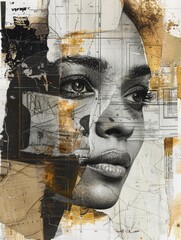 Poster - Mixed Media Art Collage with Abstract Elements and Vibrant Colors