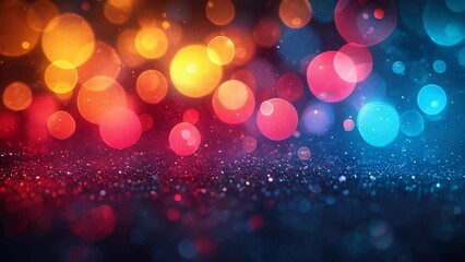 Poster - Abstract blurred holiday background with golden shiny golden bokeh circles