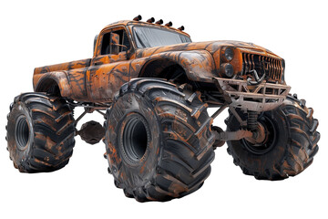 Dirty monster truck isolated on transparent background