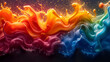 Abstract Rainbow Colors Slime Splash on a Dark Background