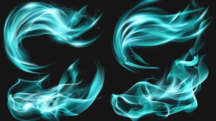 Wall Mural - The Turquoise Air Wind Flow Modern Effect Set features a magic 3D swirl with a cold and frosty breath stream. A fantasy mint vortex tornado with dust and sparkle. The Peppermint Twist Modern Effect