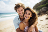 Fototapeta Do akwarium - AI generated picture of beautiful young couple on a summer vacation