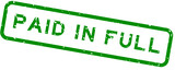 Fototapeta Zachód słońca - Grunge green paid in full word square rubber seal stamp on white background