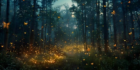 Canvas Print - Chorus of Fireflies Lighting up the Enchanted Forest on a Summer s Night