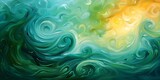 Fototapeta Fototapety z końmi - Serene and Imaginative Abstract Painting with Mesmerizing Turquoise Swirls and Flowing Shapes Depicting a Tranquil and Whimsical Landscape