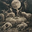 Celestial Influenced Animal Mating and Cooking Rituals Under Luminous Moon