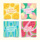 Fototapeta Kosmos - Summer card collection template in flat design