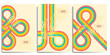 © Itana - retro 70s style striped set of cards, posters with halftone shapes. Abstract vintage lines borders illustration