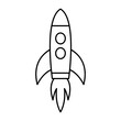 Rocket ship icon. Space travel. Start up business concept. Creative idea symbol. Flying cosmos shuttle, rocket ship taking off.
