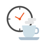 Fototapeta  - Coffee break icon. Clock with tea cup. Breakfast time.
