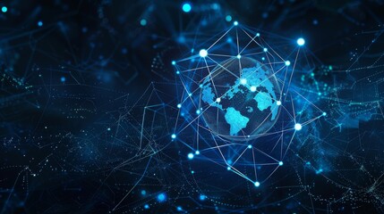 Fototapete - An electronic pattern and atom structure are combined in a futuristic science tech concept