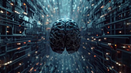 Poster - An image of a binary brain with a sci-fi theme, illustrating technological advancement