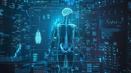 Aufkleber - Health care technology based on digital science interface, monitoring brain X-rays, fingerprints, DNA, and pulse signals