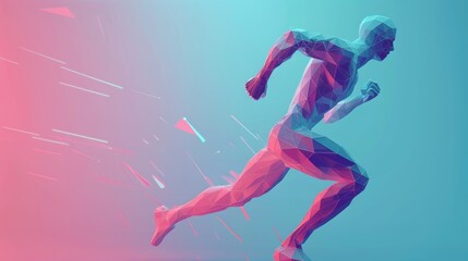 Poster - This futuristic style running man uses low polygons