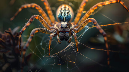 Wall Mural - a spider makes a web