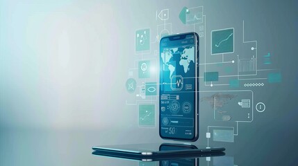 Aufkleber - Mobile doctor concept, graphic of mobile phone interface with medical health care