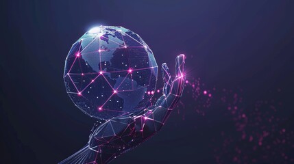 Aufkleber - Machine learning concept or internet of things, graphic representing artificial intelligence holding a futuristic globe