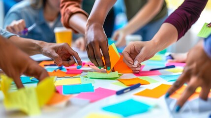 Wall Mural - hands together in planning session