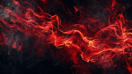 Poster - Red fire emitting smoke up close