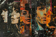 Fashionable Generative AI illustration image female facial collage many colorful elements trend puzzle