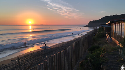 Wall Mural - sunset at the pier