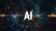 Artificial intelligence concept. Vibrant image showcasing a processor chip with “Ai” in the center, surrounded by circuit lines, illustrating artificial intelligence technologyand neural connections. 
