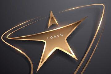 Wall Mural - golden star shape with lines and shadows