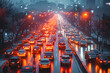 Capture the extent of a traffic jam behind the scene of an accident, showing the impact on daily commute. 