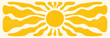 © ugguggu - Sun groovy retro horizontal background. Sun burst hippie banner with vintage grainy texture, hand drawn abstract wavy pattern in 60s, 70s. Modern Matisse style summer vector illustration