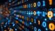 © Sara_P - Binary codes cascading over a cool blue tech savvy background symbolizing the essence of digital communication in a crisp minimalist style