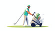 Illustration the player of a golf with sticks. 2d f