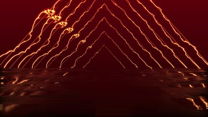 Poster - Abstract animated colorful background with bright neon rays and glowing lines. Abstract technical futuristic background. 3D rendering. 4K animation