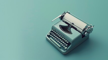 Poster - A Vintage Typewriter on Turquoise
