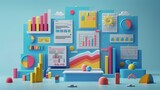 Fototapeta Londyn - Infographics Design Tips: A 3D vector illustration illustrating the importance of visual hierarchy