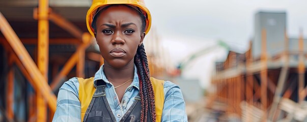 Confident black female builder looking at camera