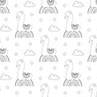 llama and rainbow outline seamless pattern
