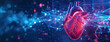human heart with 3d technology  background,  data lines visualization, kinetic elements, vibrant scheme, scientific diagrams, advanced medical technology, scales, charts, cinematic 