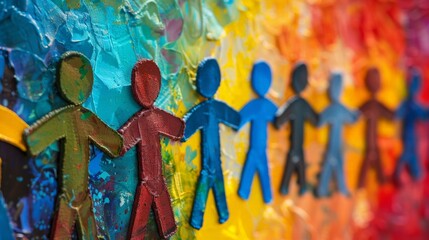 Poster - Colorful paper figures on vibrant backdrop