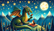 Small bird teaches a grand dragon to sing lullabies amid mountains and stars, spotlighting bonds between the mighty and tiny.