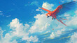 Arara vermelha voando no céu azul - Ilustração