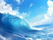Captivating Ocean Wave Swirls Under Vibrant Cloudscape in Tropical Seascape